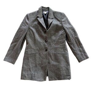 Nordstrom Womens Petite Black Gray Wool-Blend Blazer Size 10P